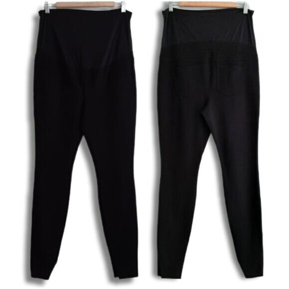 STORK & BABE Maternity Stretchy Leggings Skinny Leg Pull-On Pants Black Sz L - Picture 1 of 13